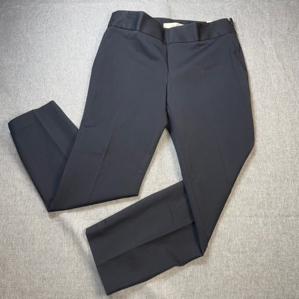 Loft Marisa Ankle Pants Womens 6 Dark Grey  Side Zip Stretch Trousers NWT